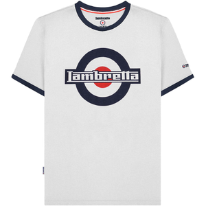 Lambretta Mens Logo Ringer Crew Neck Cotton T-Shirt - L / White