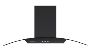 A Energy Rated 90cm Black Curved Glass Chimney Cooker Hood