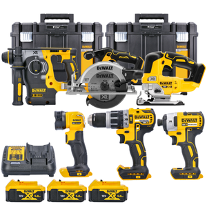 DeWalt DCK690P3T-GB 18V XR Cordless Brushless 6 Piece Power Tool Kit With 3 x 5.0Ah Batteries, Charger & TSTAK VI Tool Boxes