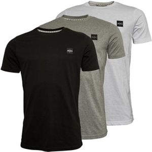 Avant Garde Mens Sawton Three Pack T-Shirts Black/White/Grey Marl
