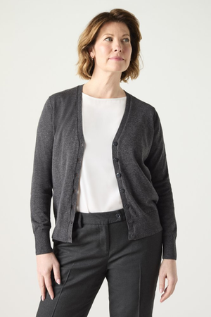 Premier Women's Button V Neck Cardigan, Charcoal