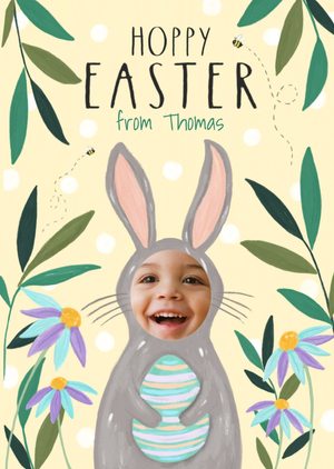 Illustration Of A Bunny With A Face Photo Upload Easter Card