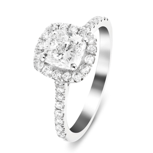 Eva Lab Diamond Halo Cushion Engagement Ring 3.75ct G/VS in Platinum