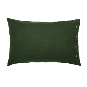Linen Cotton Plain Dye Standard Pillowcase, Green