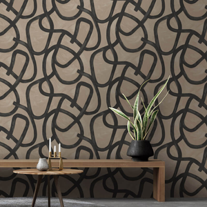 Holden Decor Delamere Linear Swirl Taupe Wallpaper - 13460