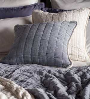 French Blue Vivienne 100% Cotton Quilted Cushion Cover