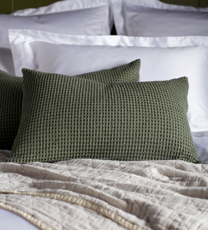 Olive Green Big Waffle 100% Cotton Cushion Cover