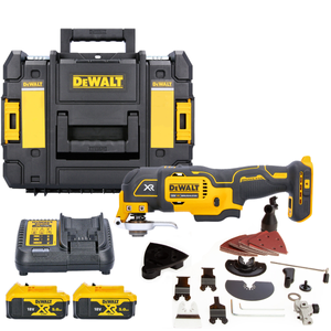 DeWalt DCS356P2 18V XR Cordless Brushless 3-Speed Oscillating Multi Tool With 2 x 5.0Ah Batteries, Charger & TStak Case