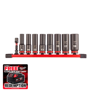 Milwaukee 4932480455 8 Piece 3/8" Shockwave Deep Impact Socket Set