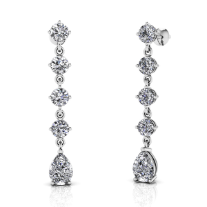 Brilliant Round And Pear Drop Diamond Earrings