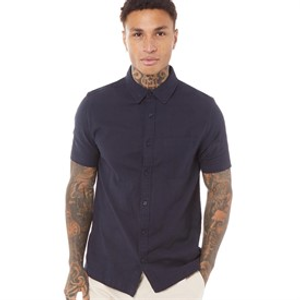Brave Soul Mens Obliskc Short Sleeve Shirt Navy