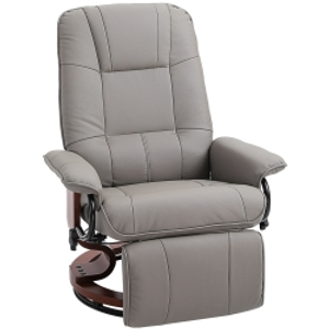 HOMCOM Reclining Swivel Chair, with Footrest - Grey