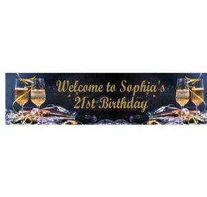 Personalised Black & Gold Birthday Champagne Glasses