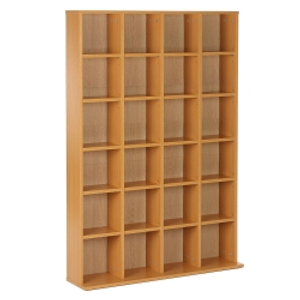 HOMCOM CD Storage Unit with Adjustable Shelves, 89 x 130.5 cm, Beech Wood Finish