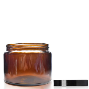 500ml Amber Glass Cosmetic Jar With Black Urea Cap