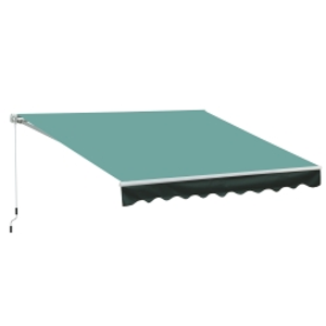 Outsunny 3 x 2.5m Manual Retractable Awning for Patio 45-75° Sun Canopy with Waterproof Fabric - Greyish Green