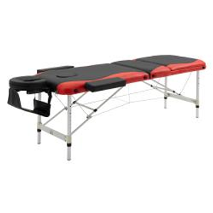 HOMCOM Foldable Portable Massage Table, Professional Spa Bed with Headrest, Adjustable Height, Aluminium Frame, Black and Red