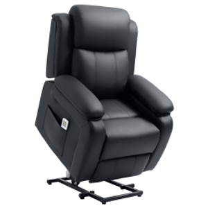 HOMCOM Riser and Recliner Chair with Vibration Massage, PU Leather Power Lift Chair for Elderly, Black