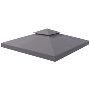 Outsunny 3(m) Gazebo Top Cover Double Tier Canopy Replacement Pavilion Roof Deep Grey