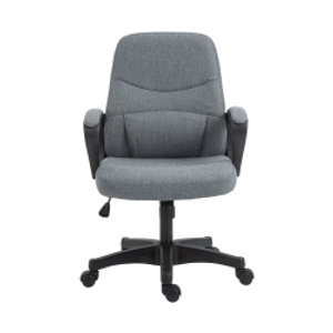 Vinsetto Office Chair, Fabric Desk Chair Mid Back Work Study Chair with Massage Lumbar Support, Adjustable Height and Swivel Wheels, Grey