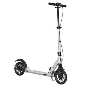 HOMCOM Teen/Adults Aluminium Folding Kick Scooter w/ Shock Mitigation System Silver