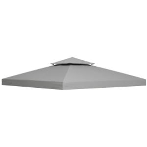 Outsunny 3(m) Gazebo Top Cover Double Tier Canopy Replacement Pavilion Roof Light Grey