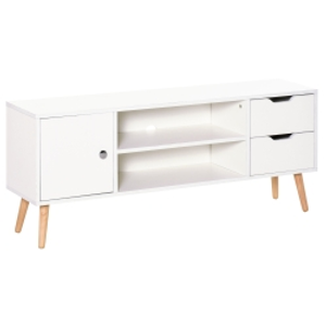 HOMCOM TV Stand for TVs up to 50", TV Console Cabinet with Open Storage Shelf and Drawers for Living Room, Entertainment Room and Bedroom, White