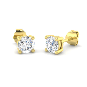Lab Diamond Solitaire Stud Earrings 1.00ct D/VVS in 18k Yellow Gold