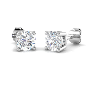 Lab Diamond Solitaire Stud Earrings 1.40ct G/VS in 18k White Gold
