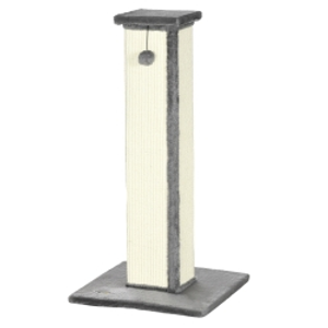 PawHut 81cm Cat Scratcher, Vertical Full Scratcher w/ Natural Sisal Rope, Hanging Ball, Soft Plush - Grey