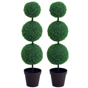 Outsunny Artificial Plants Honeysuckle Flower in Pot Fake Plants with Curved Boots for Indoor 15x15x150cm White