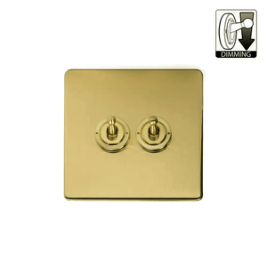 Soho Lighting Brushed Brass 2 Gang Dimming Toggle Switch