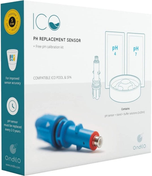 Sonda Sensore Plug & Play Blu PH per Isolotto Tecnologico Ondilo ICO Pool & ICO SPA - Rilevatore Parametri Ph + Cloro + Sale + Bromo + Temperatura Acqua Piscina + Kit Calibrazione