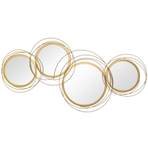 HOMCOM Metal Wall Art 56cm Modern Decorative Mirror Decor for Living Room Bedroom Dining Room, Gold