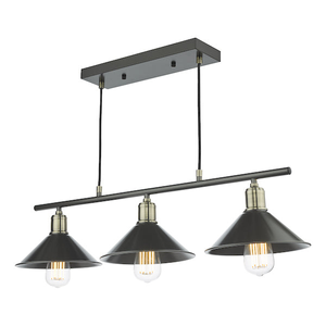 Dar Jalen 3 Bar Pendant Graphite & Antique Brass