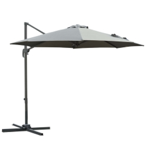 Outsunny 3(m) Offset Parasol Cantilever Hanging Umbrella 360° Rotation w/ Base Dark Grey