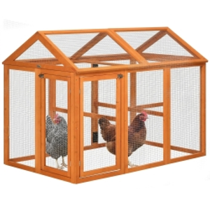 PawHut Large Chicken Run, Wooden Chicken House for 1-3 Chickens, Hen House Duck Pen Outdoor with Combinable Design, Orange