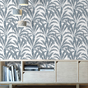 Muriva Sansa Leaf Blue/White Wallpaper - M61901