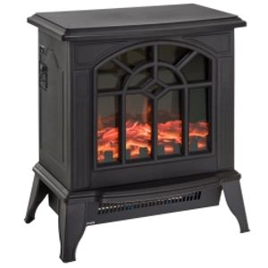 HOMCOM 1000W/2000W Freestanding Electrical Fireplace Indoor Heater Stove Log Wood LED Burning Effect Flame with Thermostat Control Black