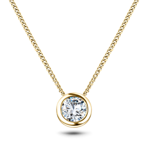 Lab Diamond Solitaire Bezel Necklace Pendant 0.50ct D/VVS in 18k Yellow Gold