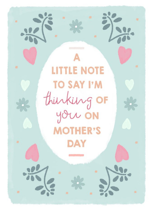 Oval Shape On A Heart And Foliage Pattern Background Mother's Day Card