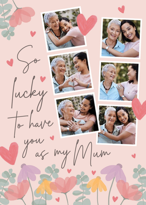 Six Photo Frames With Handwritten Typography Mother's Day Photo Upload Card