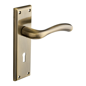 Minerva Curved Lever Lock Door Handle - Antique Brass - Internal - Pair - Designer Levers
