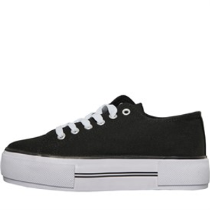 Loyalty And Faith Womens Millie Canvas Platform Trainers Black/White