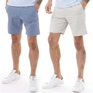 French Connection Mens Chino Two Pack Shorts Multi 5 - Light Grey/Light Blue