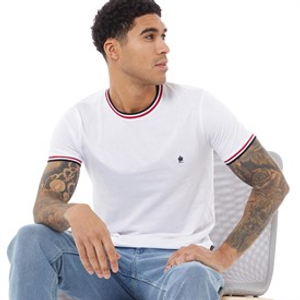 French Connection Mens 3 Colour Ringer T-Shirt White