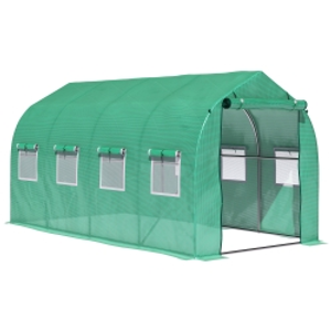 Outsunny 4 x 2m Walk-in Polytunnel Greenhouse with Windows and Door, Outdoor Plant Shelter for Garden, Backyard