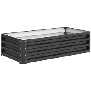 Outsunny Raised Beds for Garden, Galvanized Outdoor Planters, for Herbs and Vegetables, Use for Patio, Backyard, Balcony, Grey