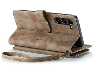 CaseMe Synthetic Leather Wallet Case with Zipper Pocket for Samsung Galaxy S23 - Desert Taupe