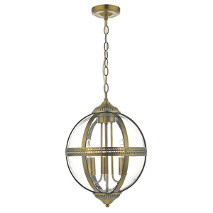 Dar Vanessa 3 Light Lantern Antique Brass & Glass